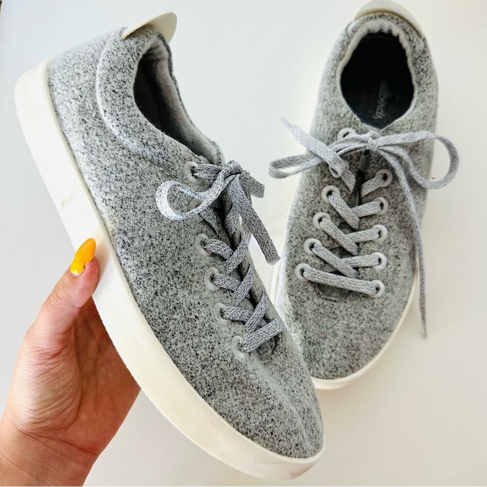 MENS ALLBIRDS Light Grey White Flannel Merino Wool Lace Up Sneakers Shoes 10